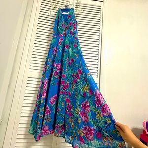 Chetta B Floral Dress,Color Blue,Size S,Made in Vietnam